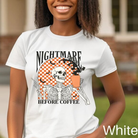 Tops - Funny Skeleton Coffee Shirt, Funny Coffee Shirt, Coffee Lover